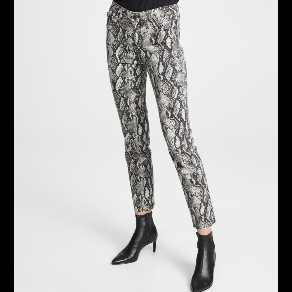Hoxton Raw Hem Snake Print High-Rise Slim Jeans - Picture 9 of 13
